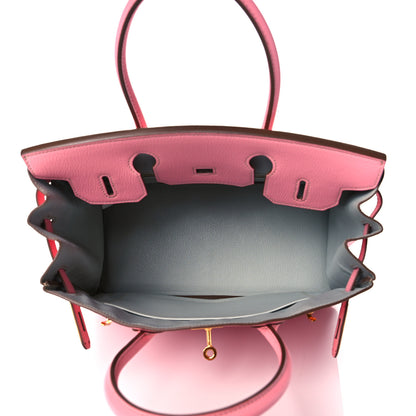 Hermes Chevre de Coromandel Horseshoe Birkin 30 Rose Confetti Gris Perle 5 of 11