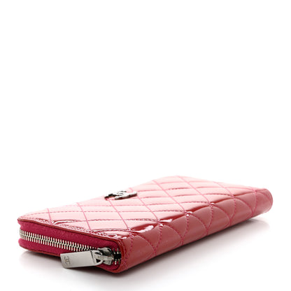 Chanel Patent Quilted Brilliant Zip Around Wallet Red 4 of 10