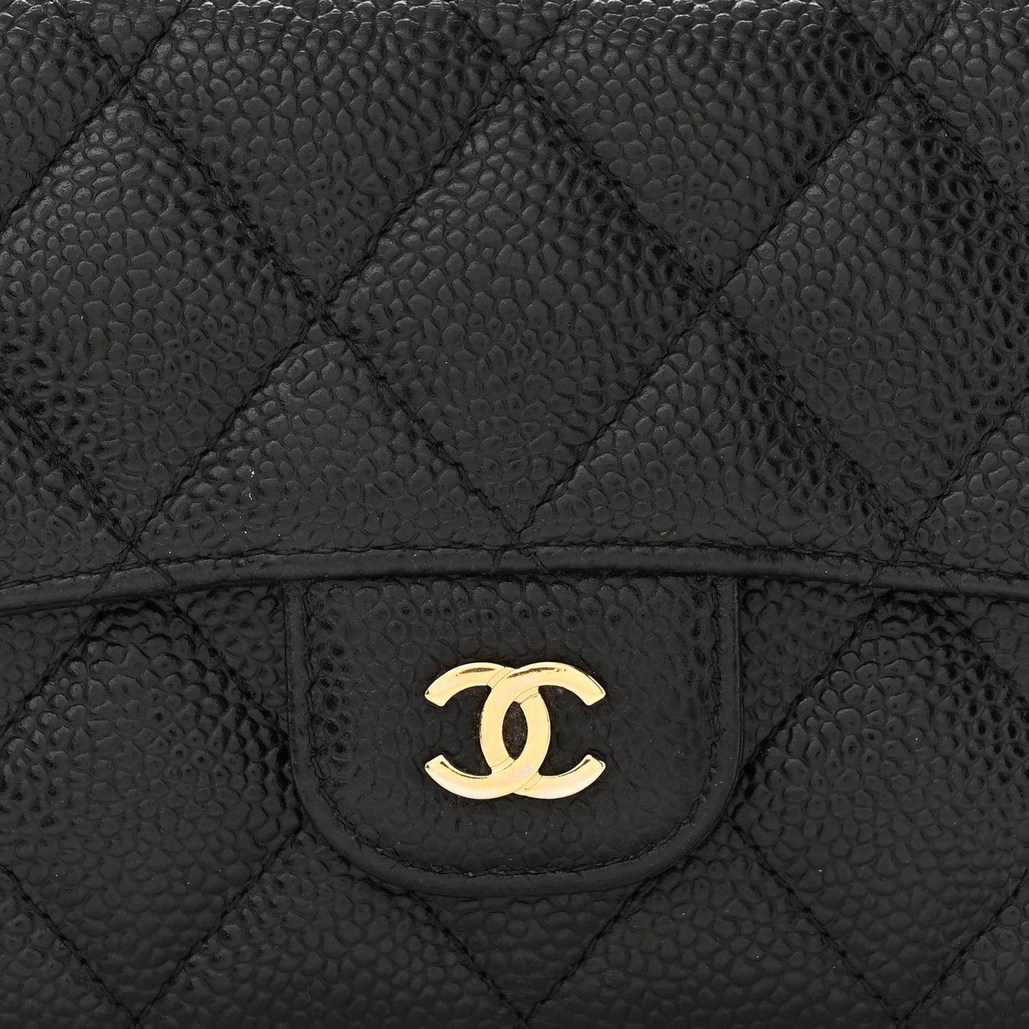 Caviar Quilted Large Flap Wallet Black
