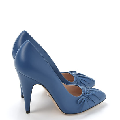 Gucci Nappa Bow High Heel Pumps 37 Riviera Blue 4 of 10