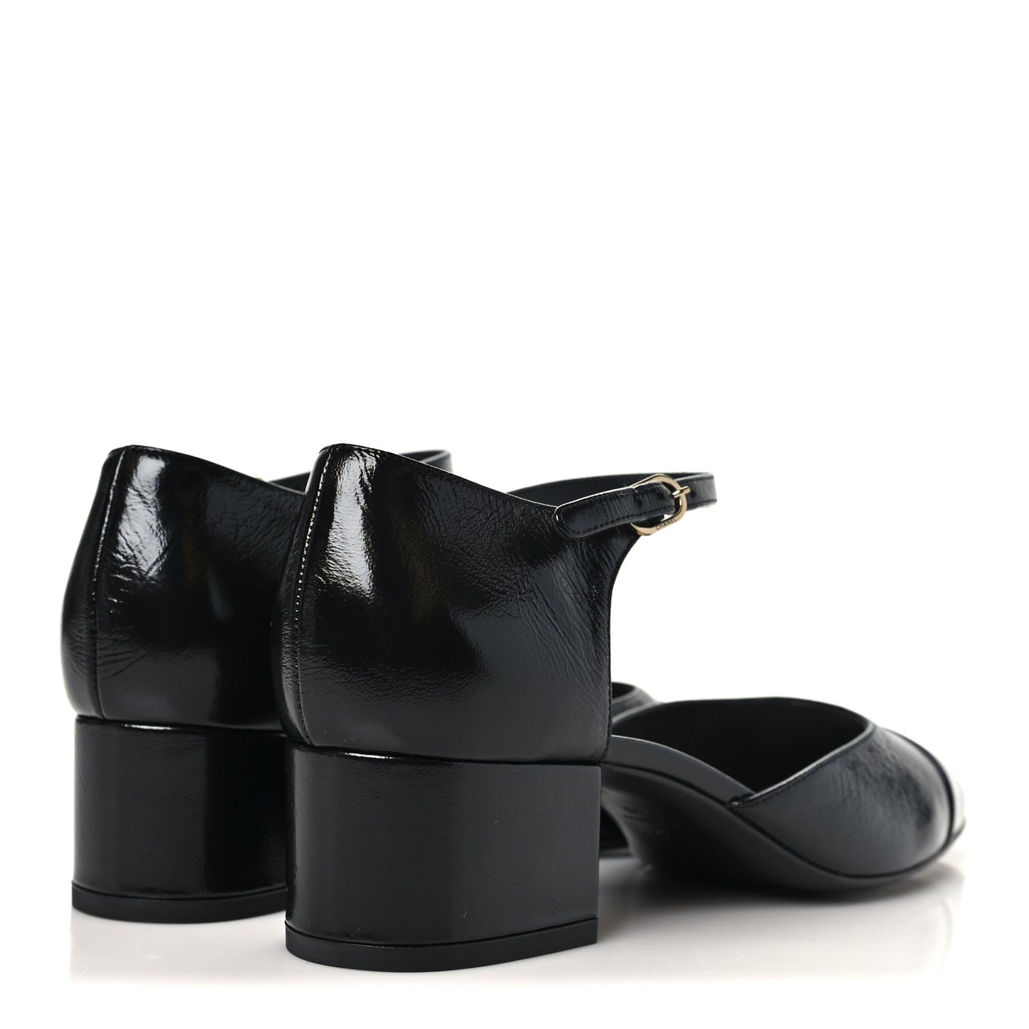 Shiny Lambskin CC Cap Toe Mary Janes Pumps 40 Black
