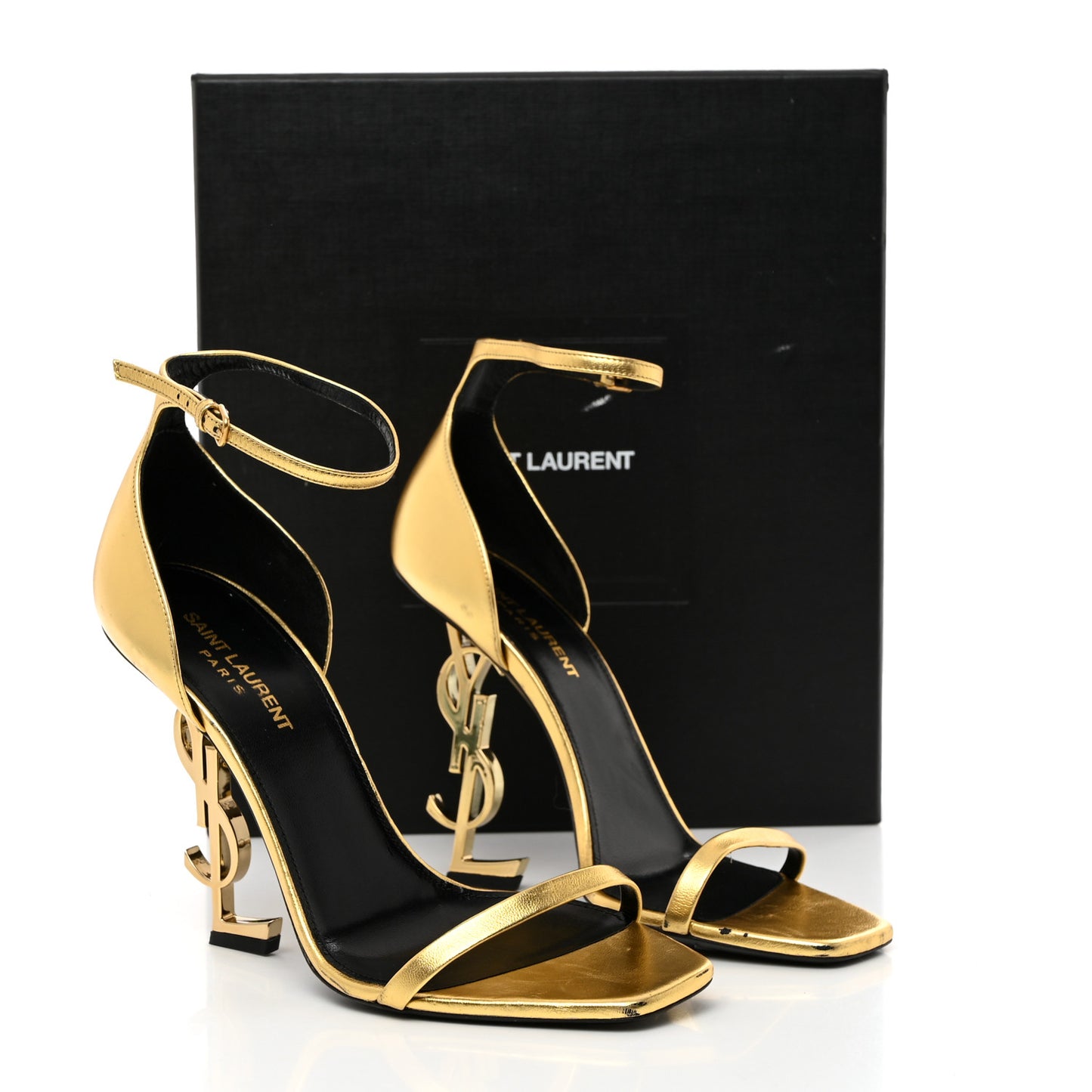 Metallic Lambskin Opyum 110 Sandals 39 Oro