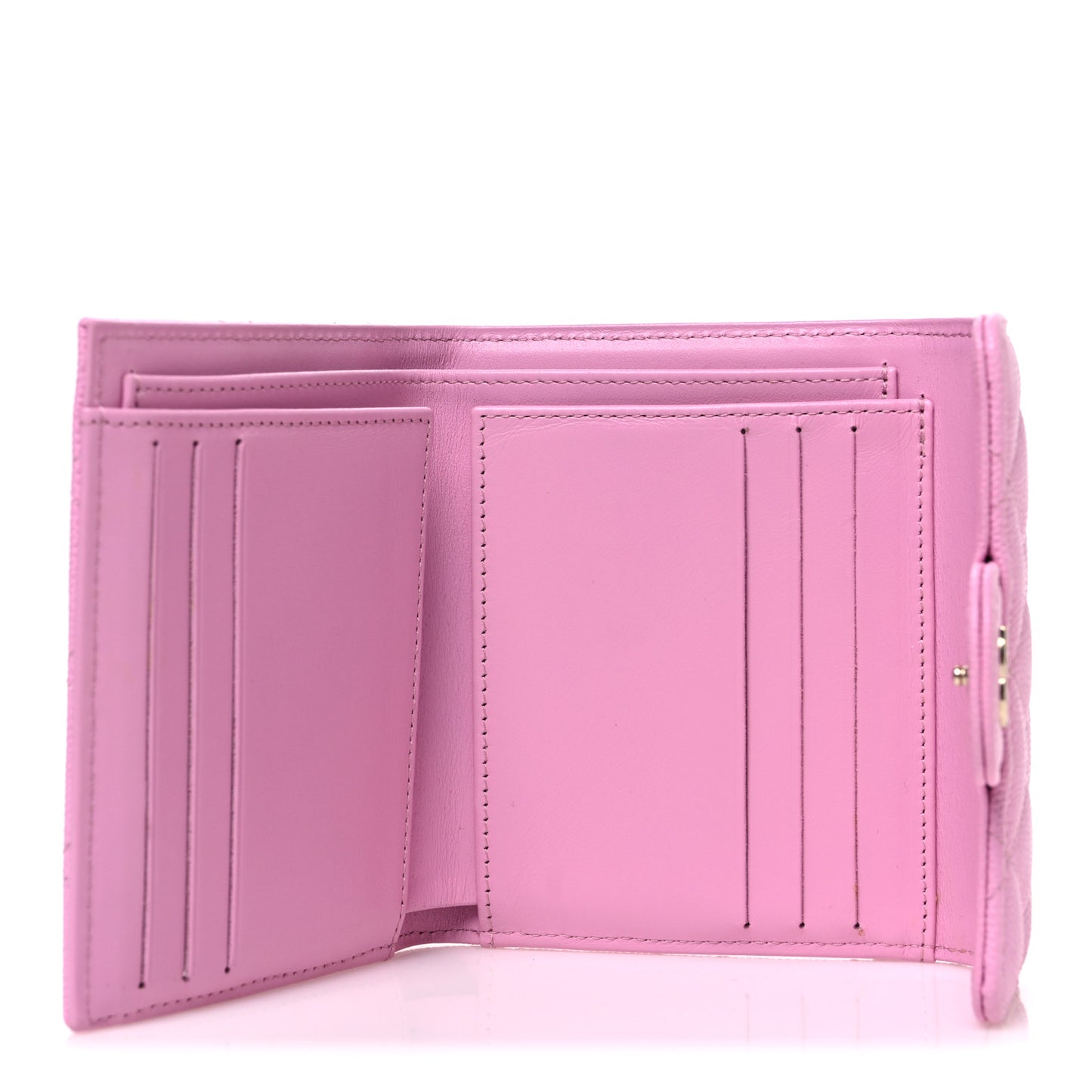 Caviar Quilted Compact Flap Wallet Light Pink Light Pink
