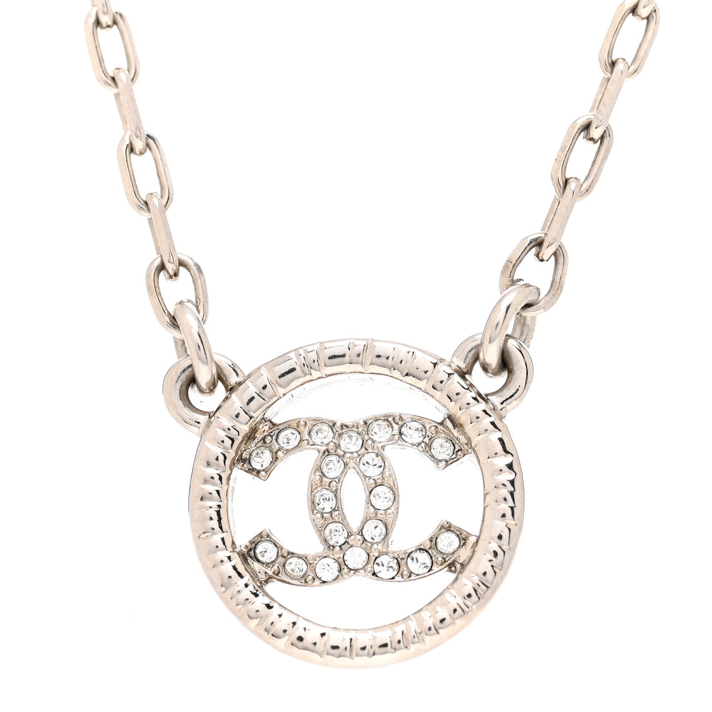 Crystal CC Chain Short Necklace Silver