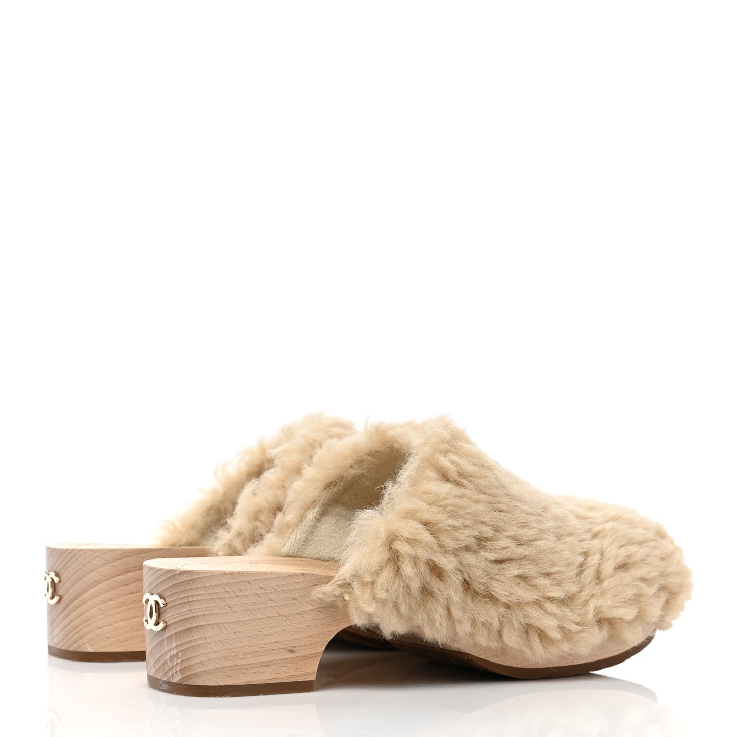 Shearling Lambskin Clogs 38 Beige