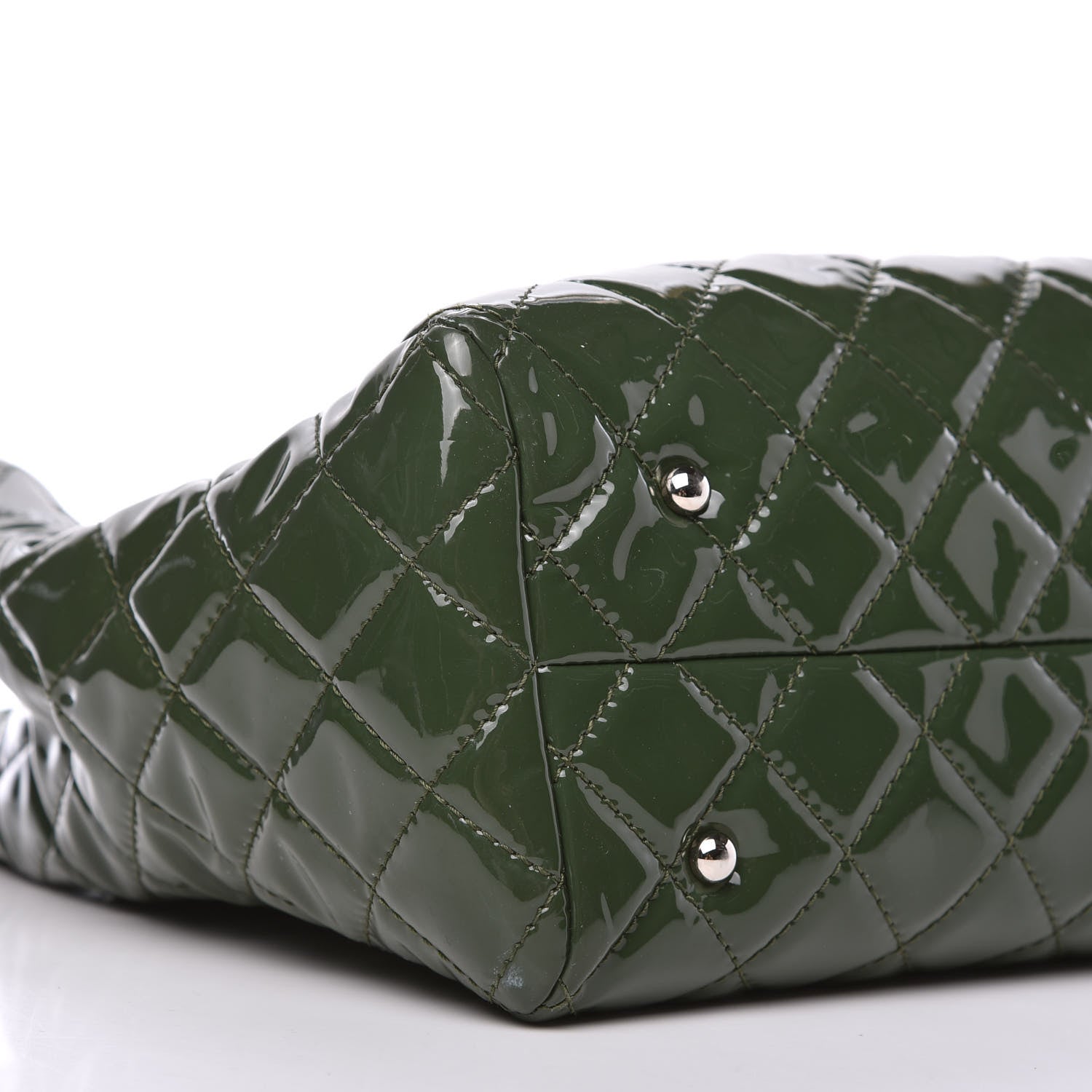 Chanel Patent Quilted Large Coco Shine Shopping Tote Dark Green 6 of 11