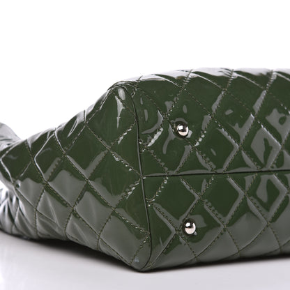 Chanel Patent Quilted Large Coco Shine Shopping Tote Dark Green 6 of 11