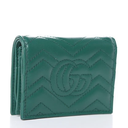 Gucci Calfskin Matelasse GG Marmont Card Case Wallet Emerald 3 of 8