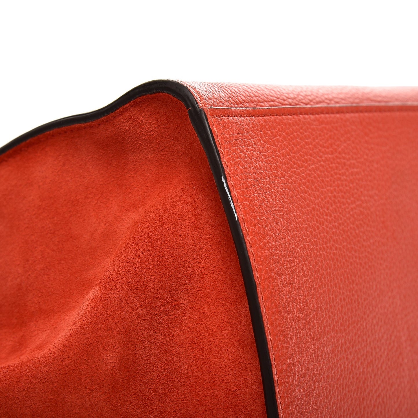 Drummed Calfskin Suede Double Zip Trapeze Vermillion