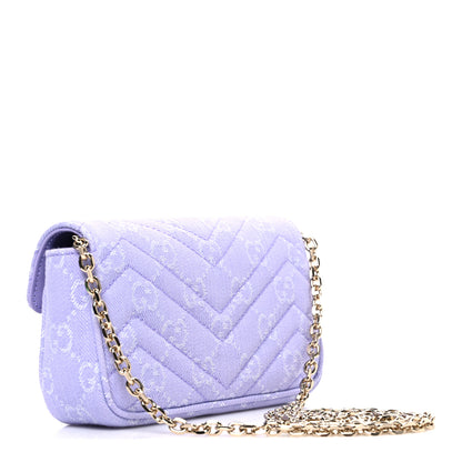 Gucci Denim GG Monogram Mini GG Marmont Shoulder Bag Light Purple 3 of 10
