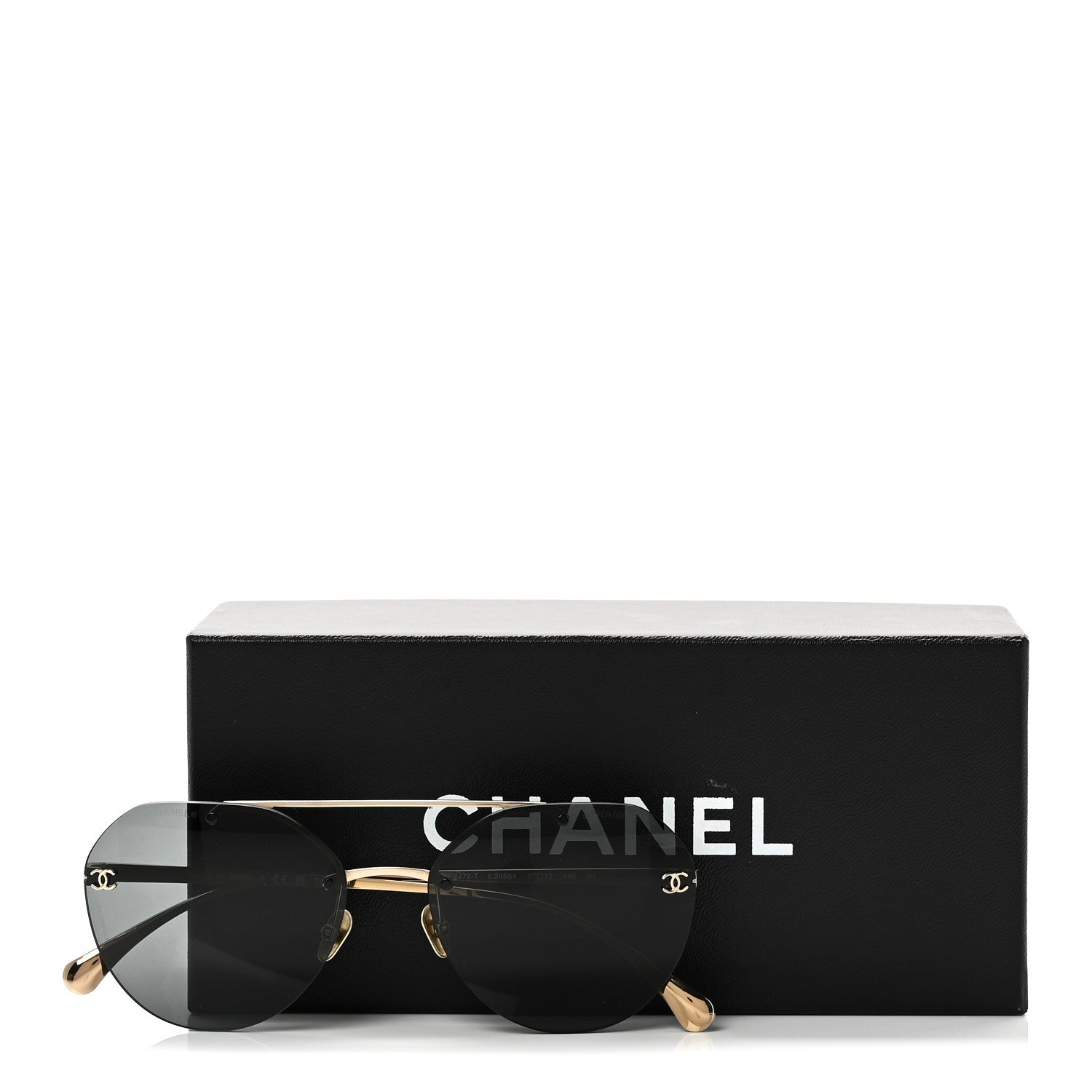 Chanel Titanium CC Pilot Aviator Sunglasses 4272-T Black Gold 8 of 8