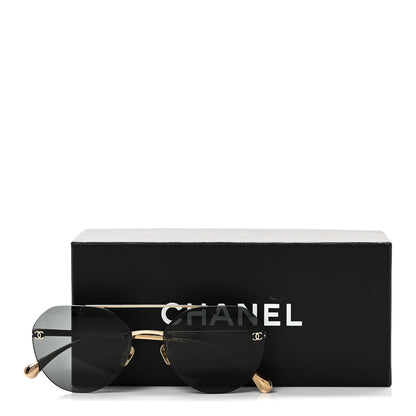 Chanel Titanium CC Pilot Aviator Sunglasses 4272-T Black Gold 8 of 8