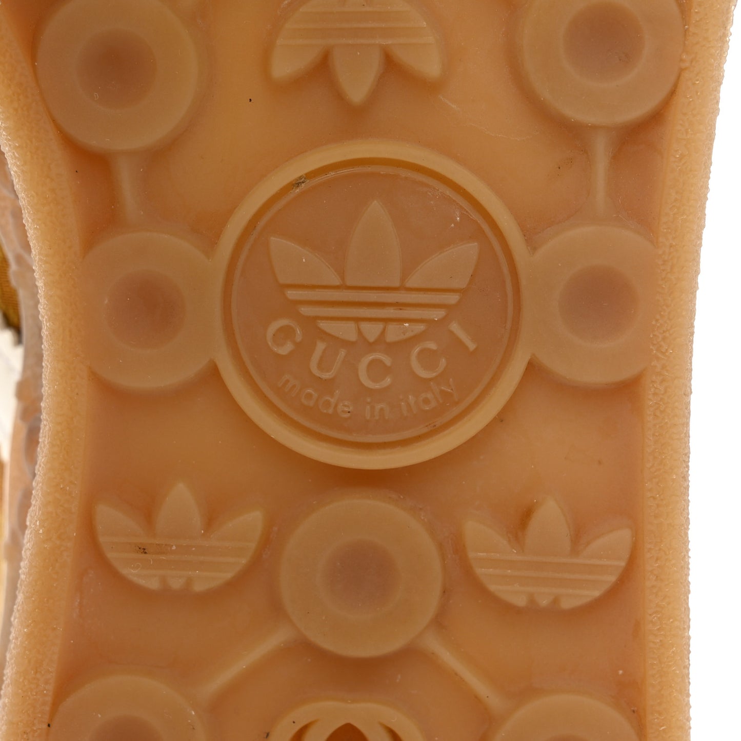 X ADIDAS Vintage GG Monogram Mens Gazelle Sneakers 6.5 Mid Natural Nut Off White