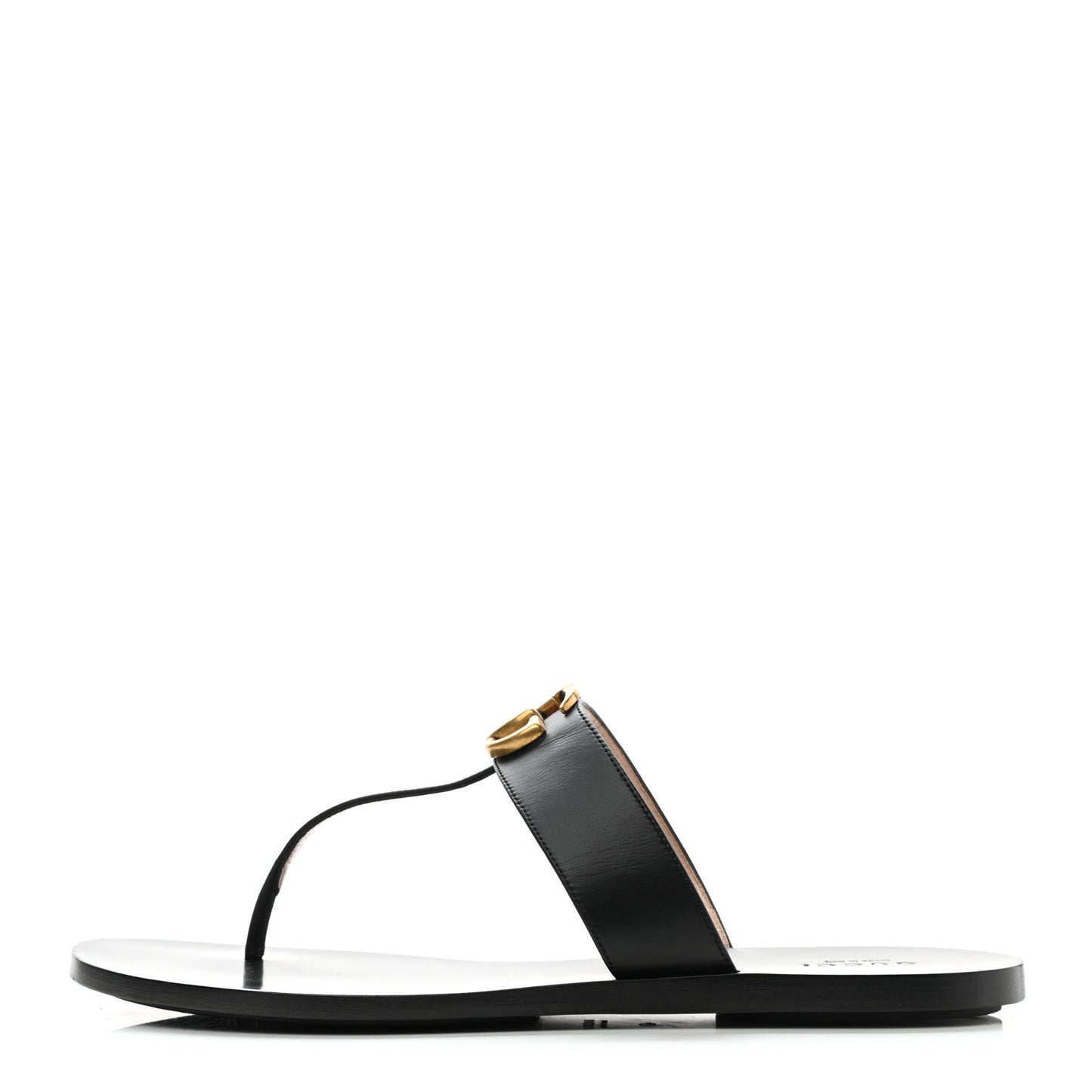 Calfskin GG Marmont Thong Sandals 40 Black