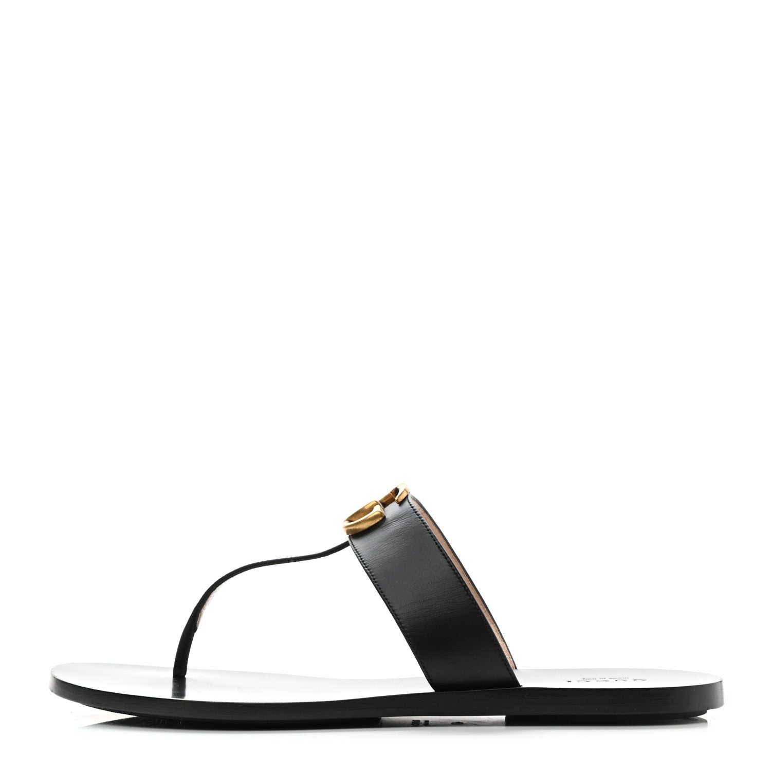 Gucci Calfskin GG Marmont Thong Sandals 40 Black 1 of 8