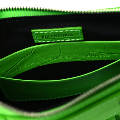 Balenciaga Extra Supple Calfskin Crocodile Embossed Le Cagole Mini Purse With Chain Acid Green 7 of 7