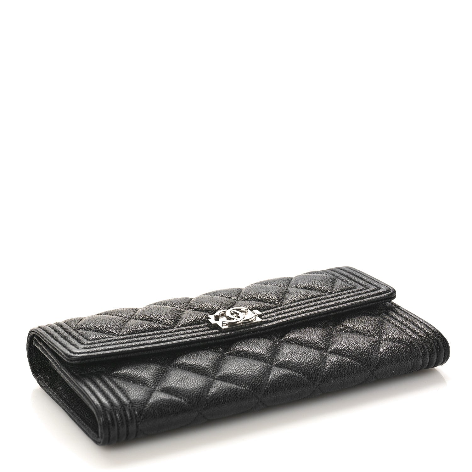 Chanel Caviar Quilted Large Boy Gusset Flap Wallet Black 4 of 9