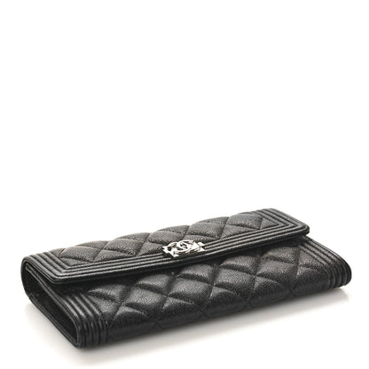 Chanel Caviar Quilted Large Boy Gusset Flap Wallet Black 4 of 9