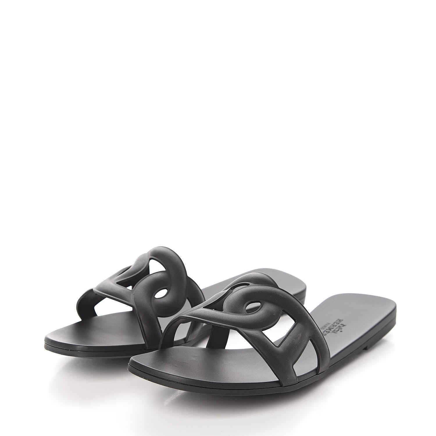 Hermes Rubber Aloha Sandals 39 Black 3 of 8