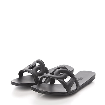 Hermes Rubber Aloha Sandals 39 Black 3 of 8
