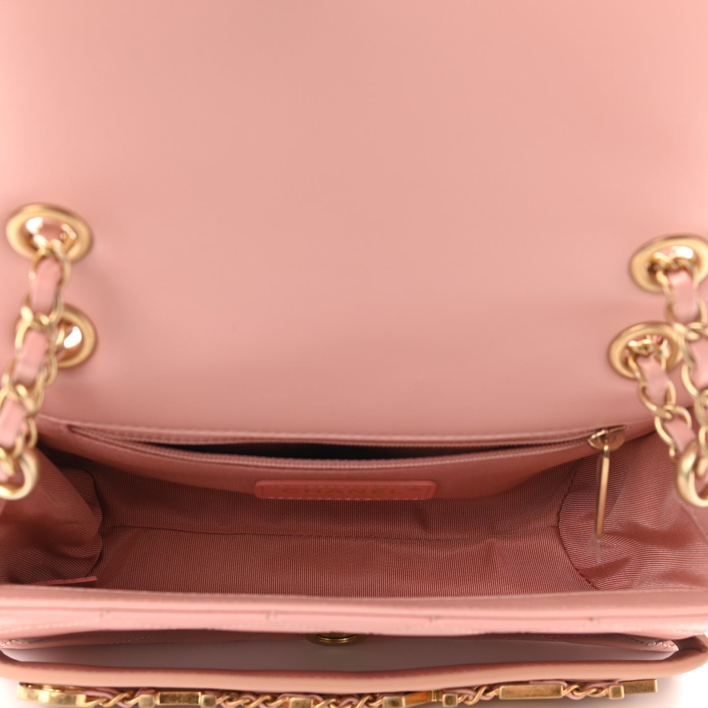 Calfskin Quilted Small Enchained Flap Light Pink