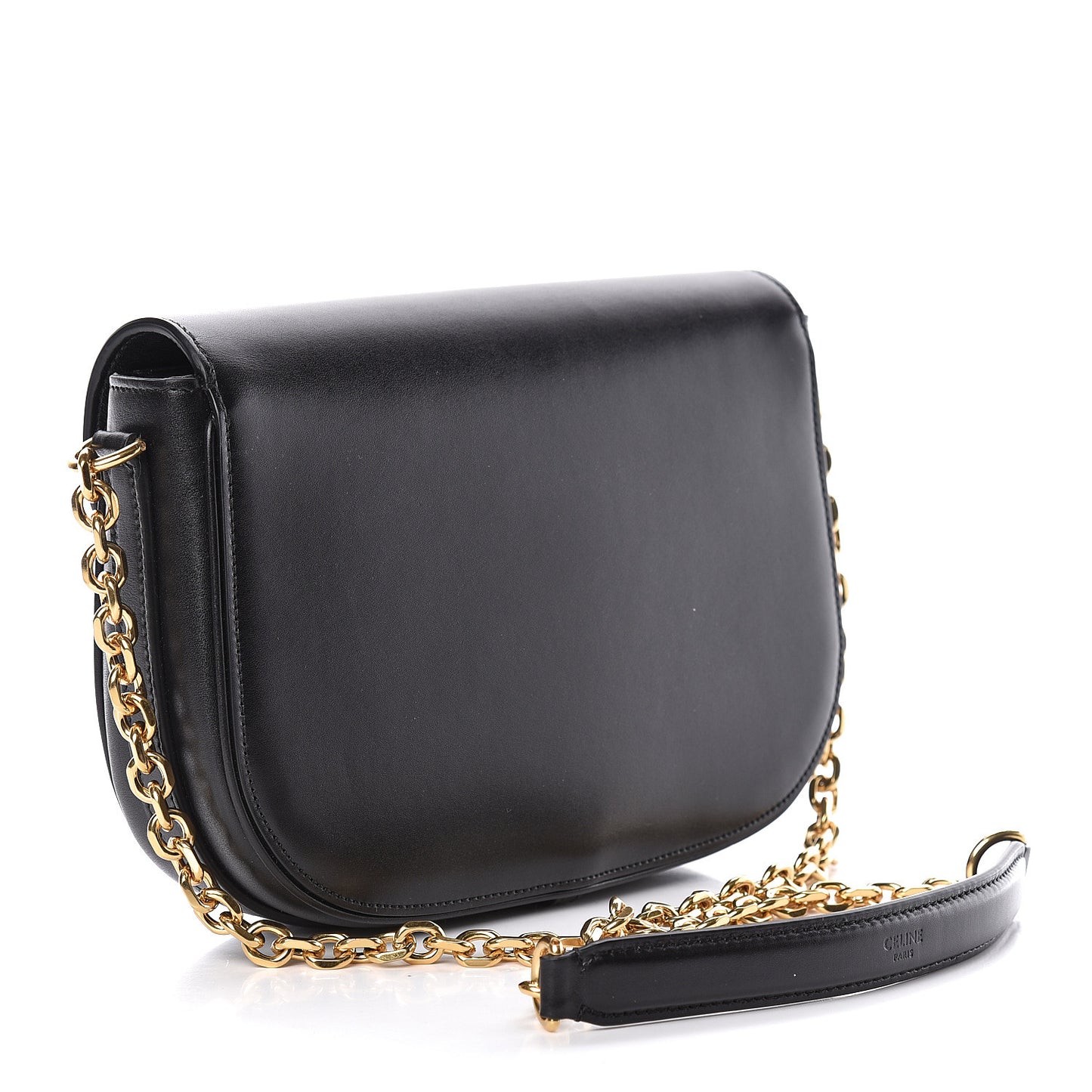 Shiny Calfskin Medium Chain Maillon Triomphe Black