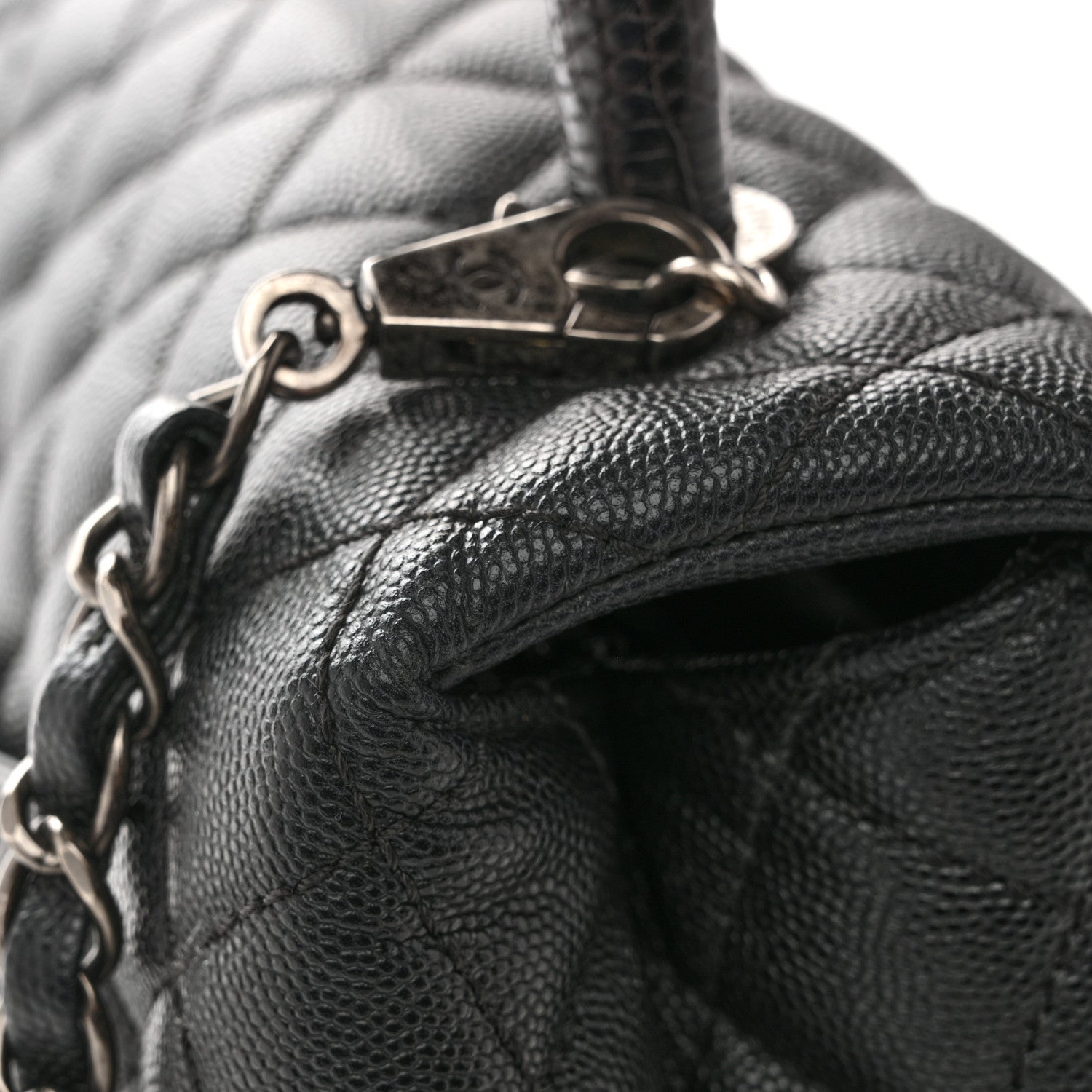 Chanel Caviar Lizard Embossed Quilted Small Coco Handle Flap Black 13 of 15