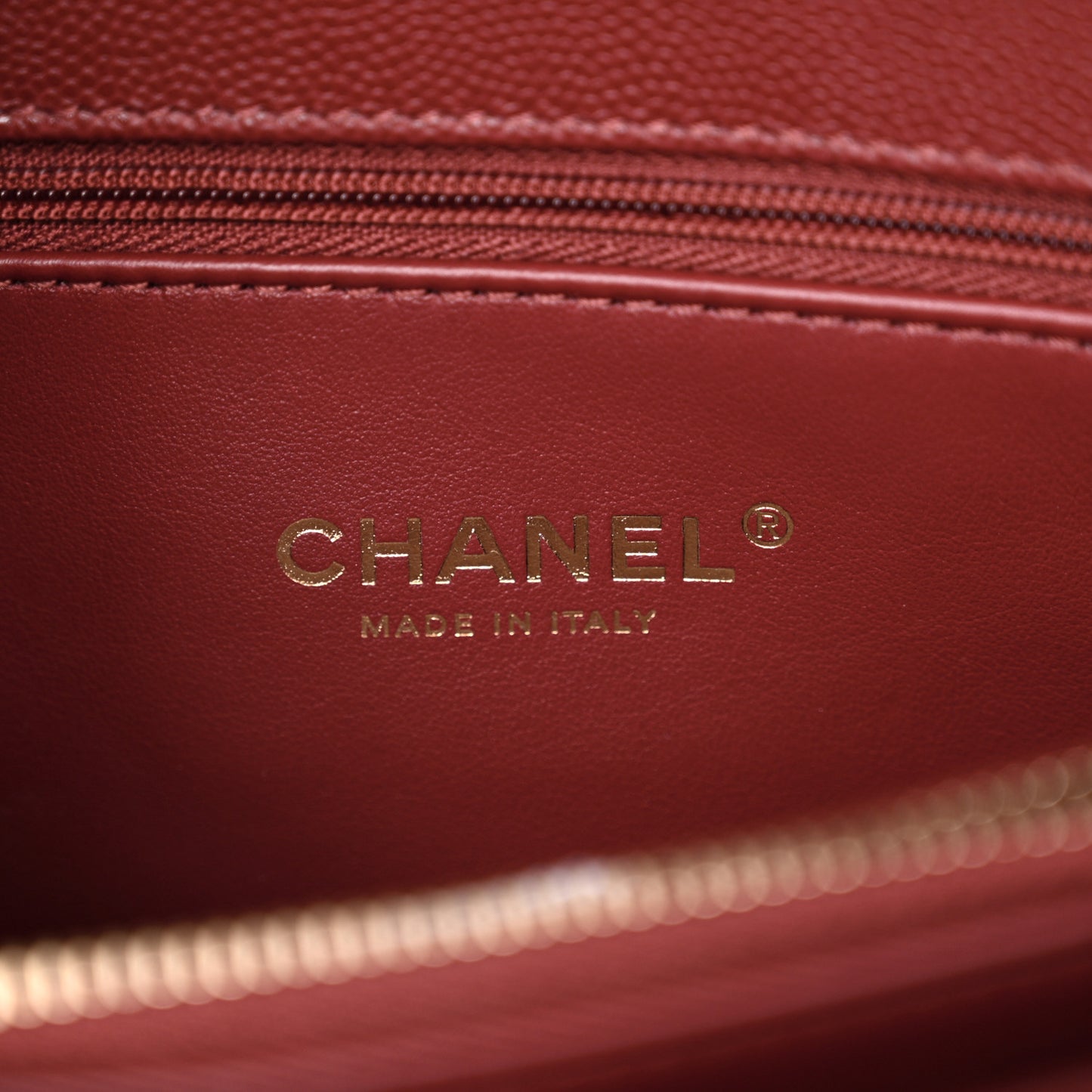 Caviar Quilted Small Coco Handle Flap Burgundy