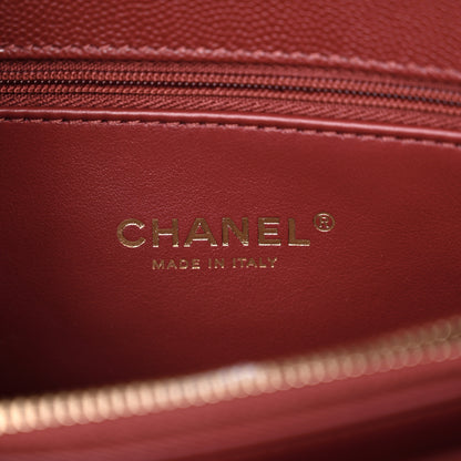 Chanel Caviar Quilted Small Coco Handle Flap Burgundy 6 of 10