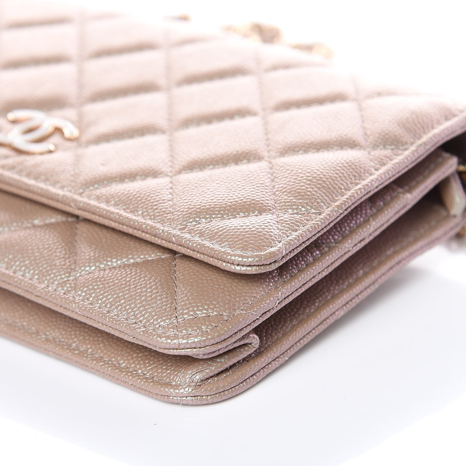 Chanel Iridescent Caviar Quilted Wallet On Chain WOC Beige 6 of 12