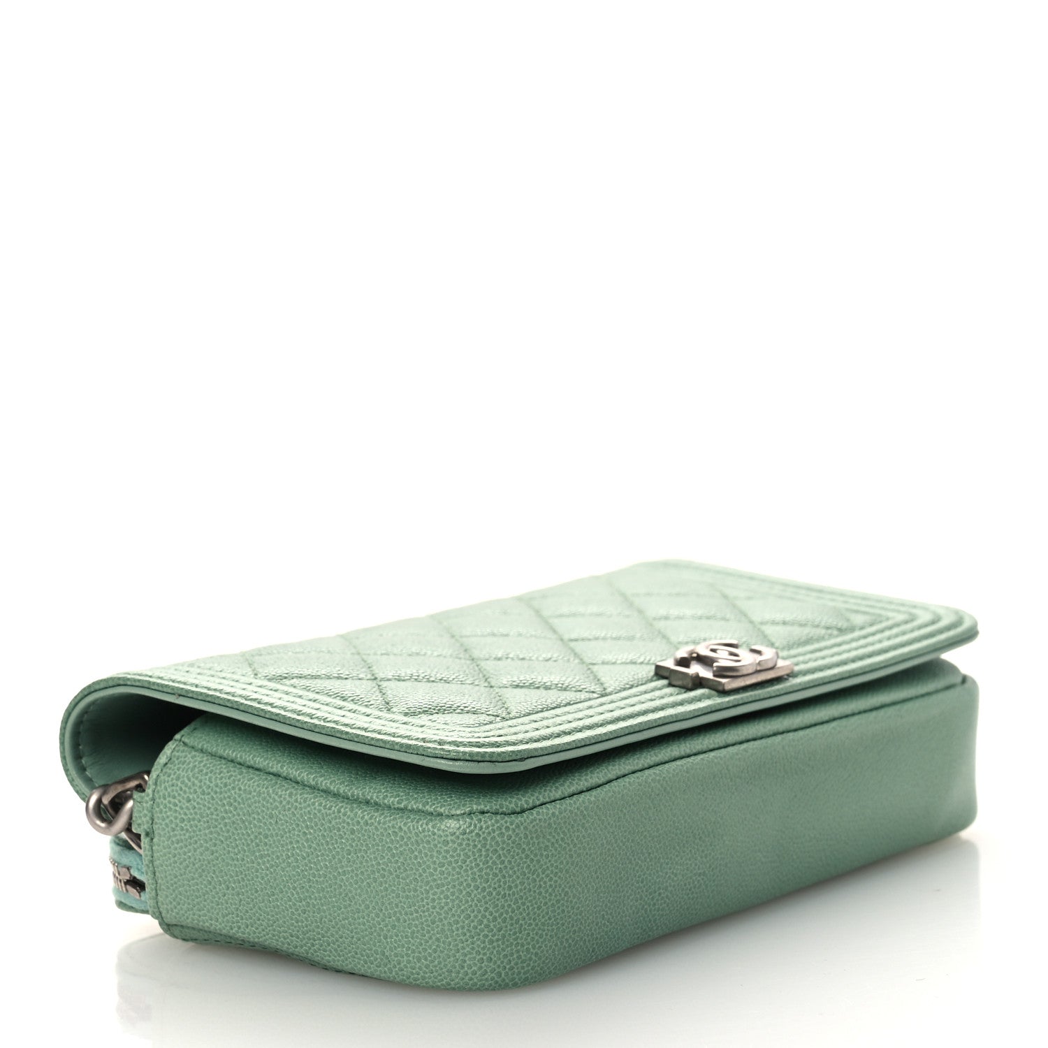 Chanel Caviar Quilted Boy Phone Holder Wallet On Chain Green 4 of 13