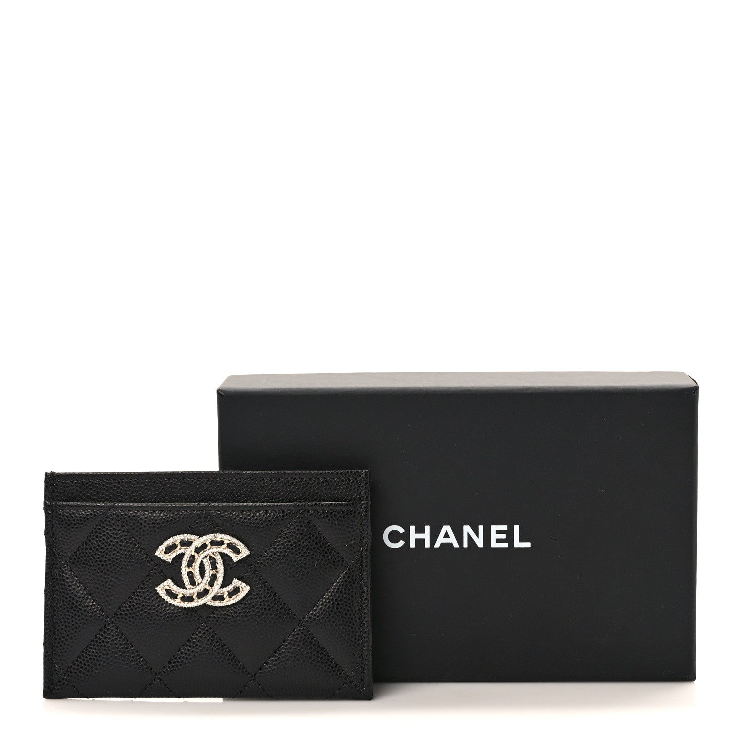 Chanel Caviar Quilted Crystal Card Holder Black 8 of 8