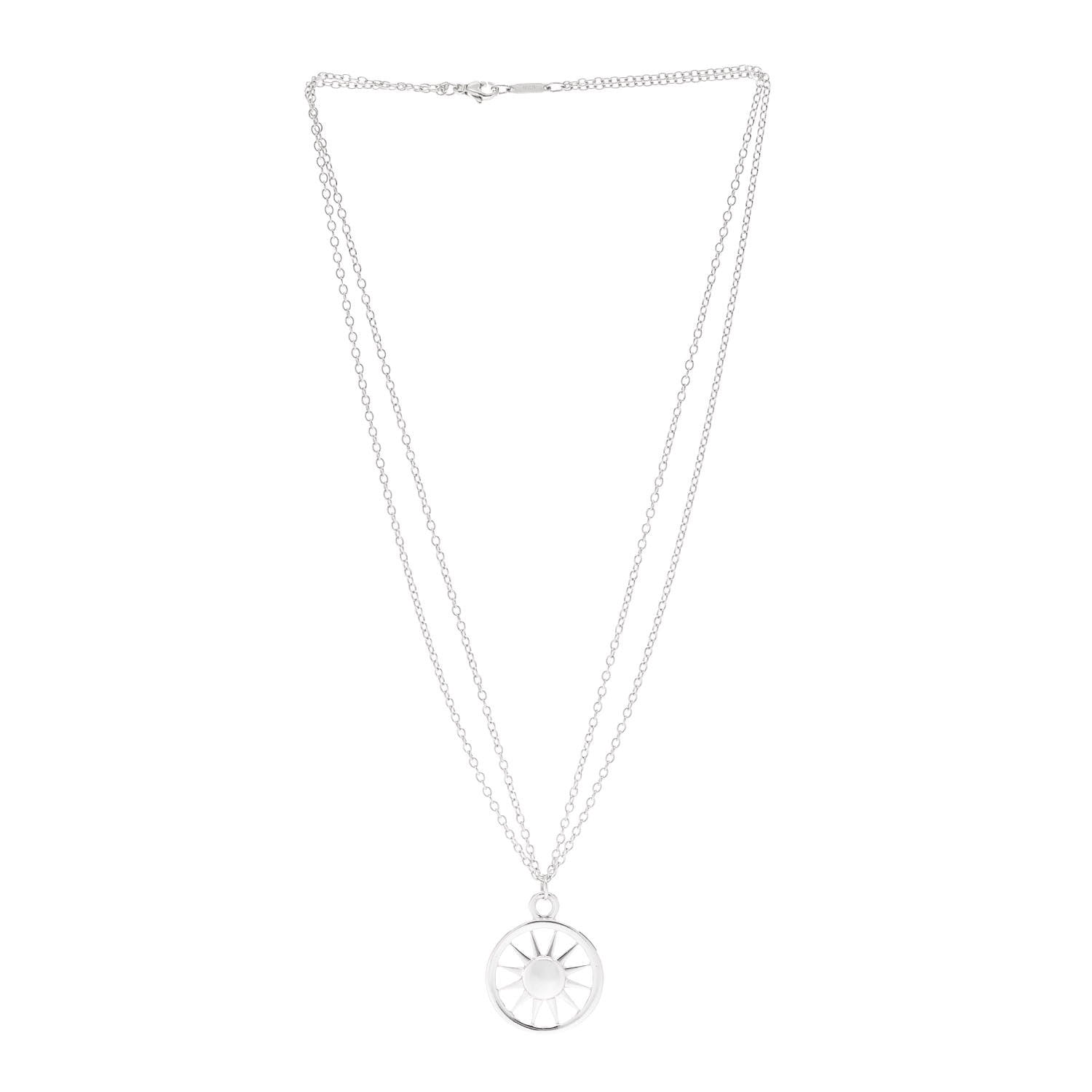 Tiffany Sterling Silver Sun Double Chain Pendant Necklace 3 of 6