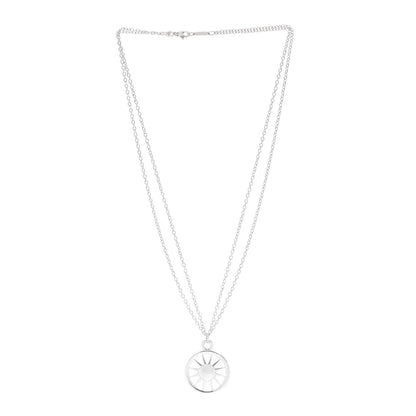 Tiffany Sterling Silver Sun Double Chain Pendant Necklace 3 of 6