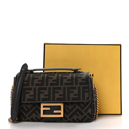 Fendi Fabric Jacquard FF 1974 Midi Chain Baguette Tobacco Moro 11 of 11