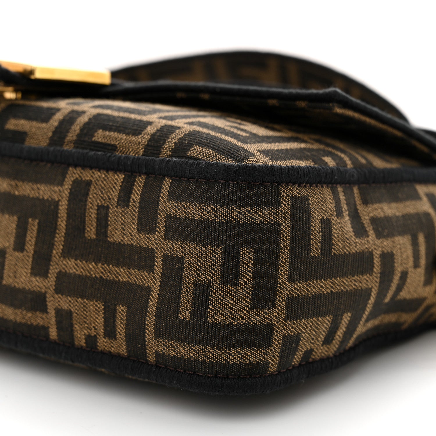 Fendi Fabric Jacquard FF 1974 Medium Baguette Tobacco Moro Black 9 of 10