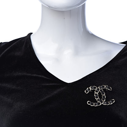 Chanel Lambskin Chain CC Brooch Black Gold 2 of 5