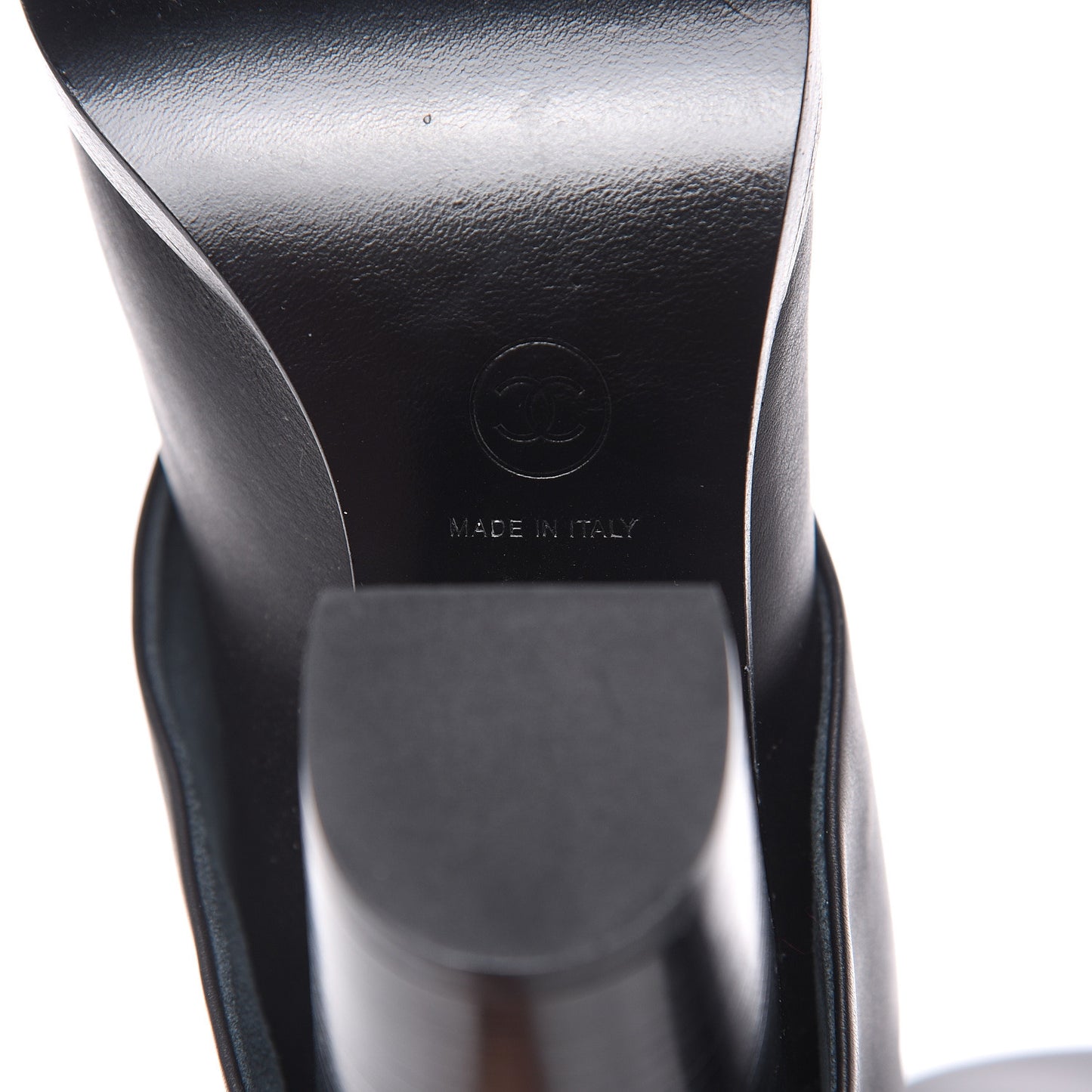 Calfskin CC Cap Toe Fold Over Boots 38.5 Black