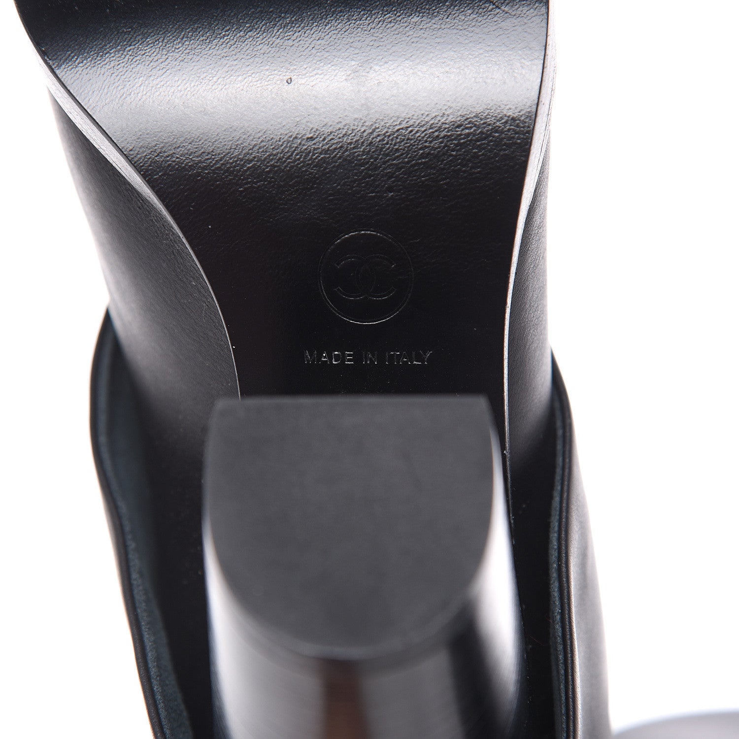 Chanel Calfskin CC Cap Toe Fold Over Boots 38.5 Black 7 of 7