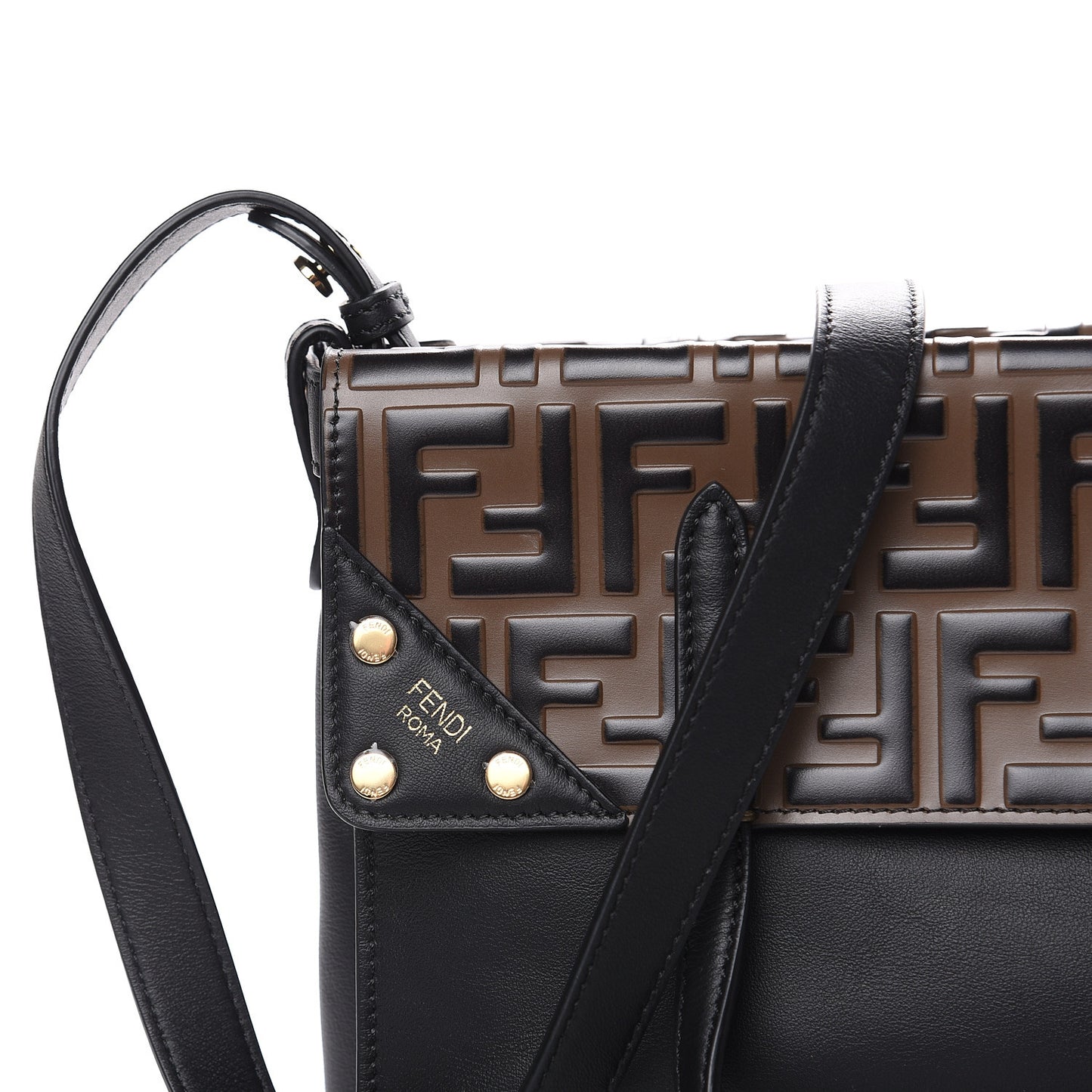 Vitello Grace Bi-Color FF 1974 Embossed Flip Tote Black Maya