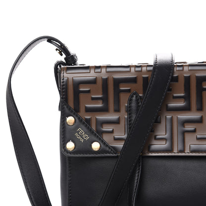 Fendi Vitello Grace Bi-Color FF 1974 Embossed Flip Tote Black Maya 11 of 14