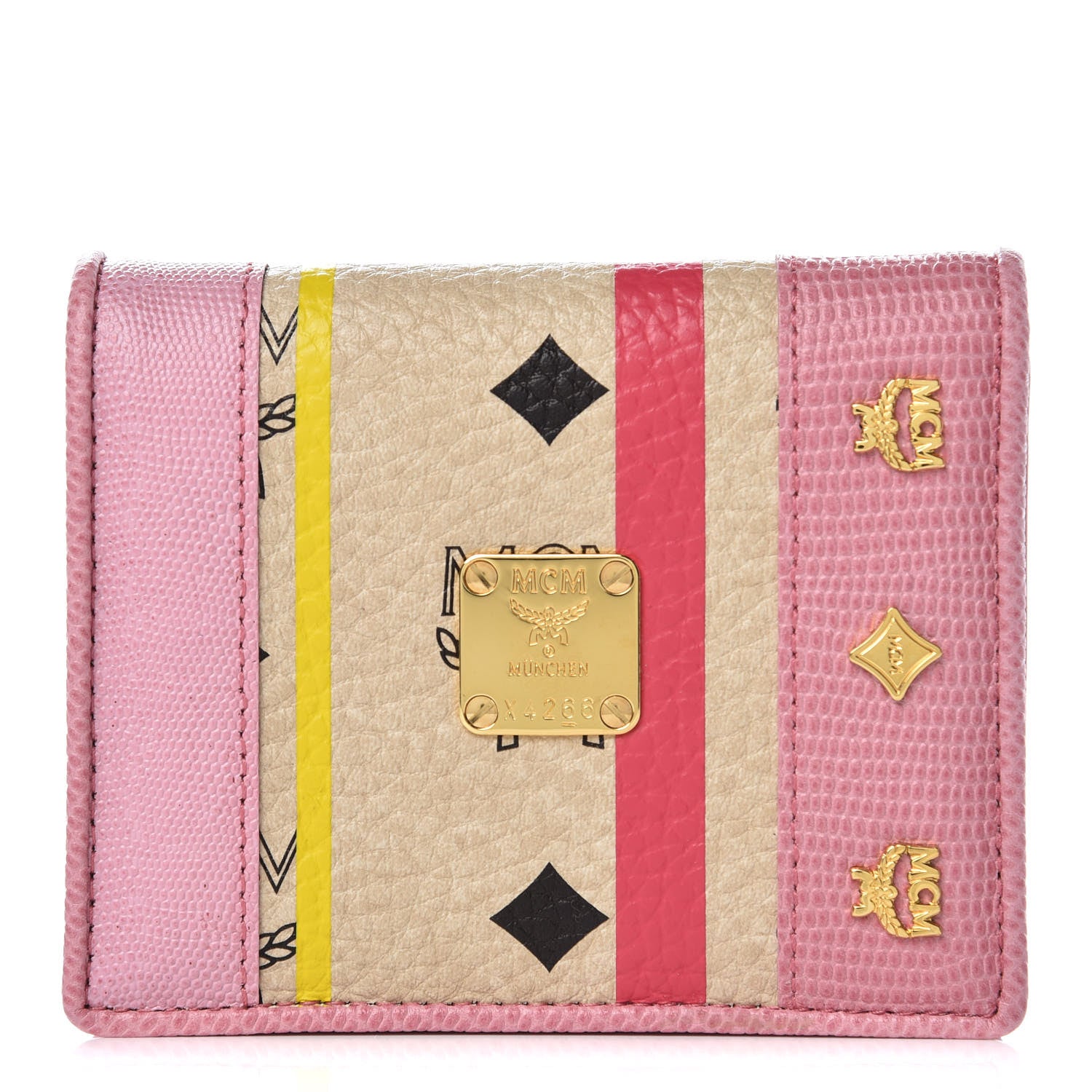 MCM Visetos Striped ID Wallet Pink 1 of 7