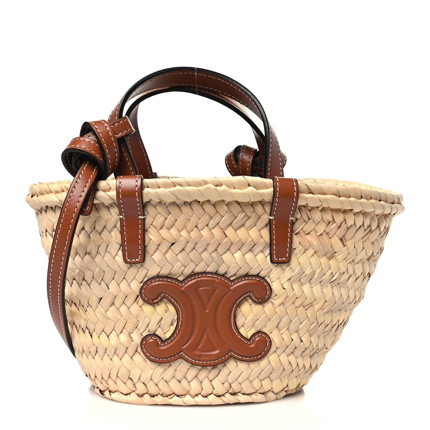 Palm Leaves Calfskin Classic Triomphe Nano Panier Tan