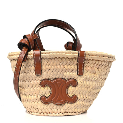 Celine Palm Leaves Calfskin Classic Triomphe Nano Panier Tan 1 of 10