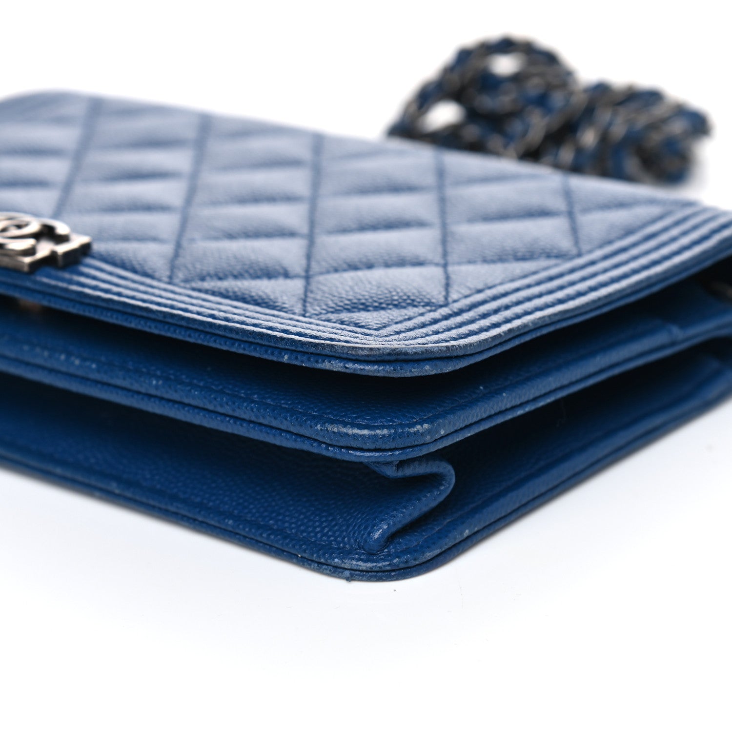 Chanel Caviar Quilted Boy Wallet On Chain WOC Blue 9 of 13