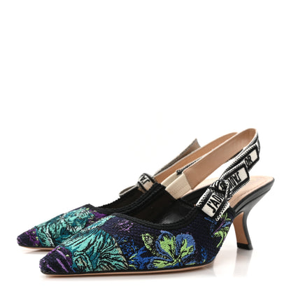 Christian Dior Canvas Embroidered Voyage Cotton Ribbon J'Adior Slingback 65mm Pumps 36 Multicolor 4 of 8