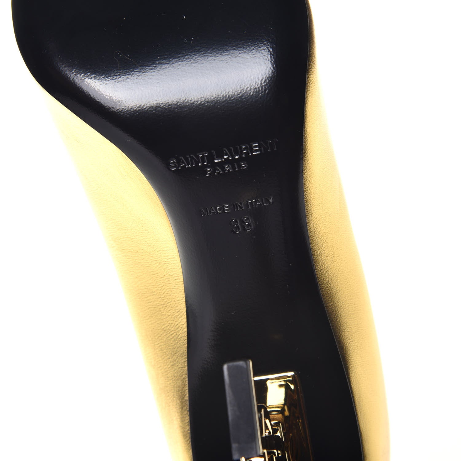 Saint Laurent Calfskin Opyum 85 Pumps 38 Gold 6 of 9