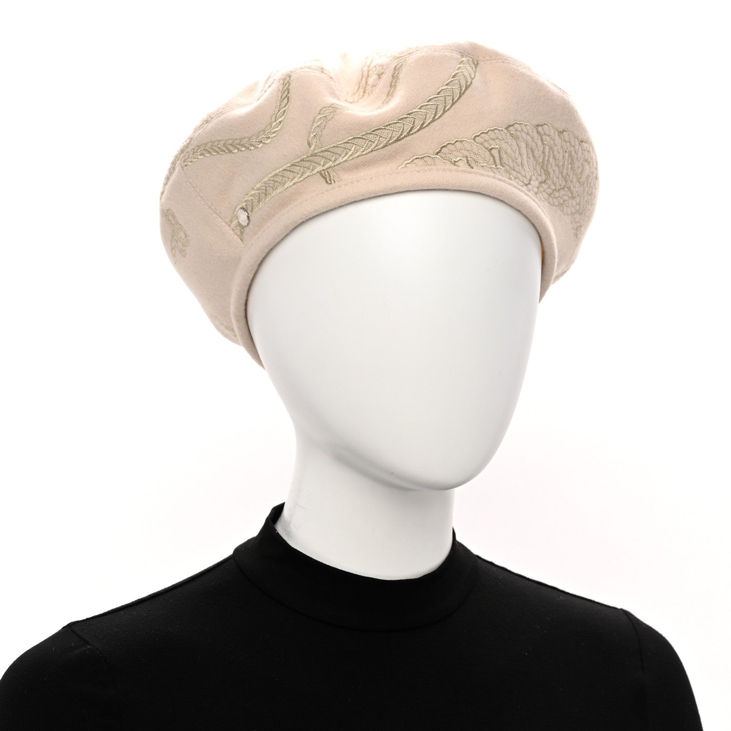Hermes Cashmere Wool Hat 59 White Casse 4 of 14