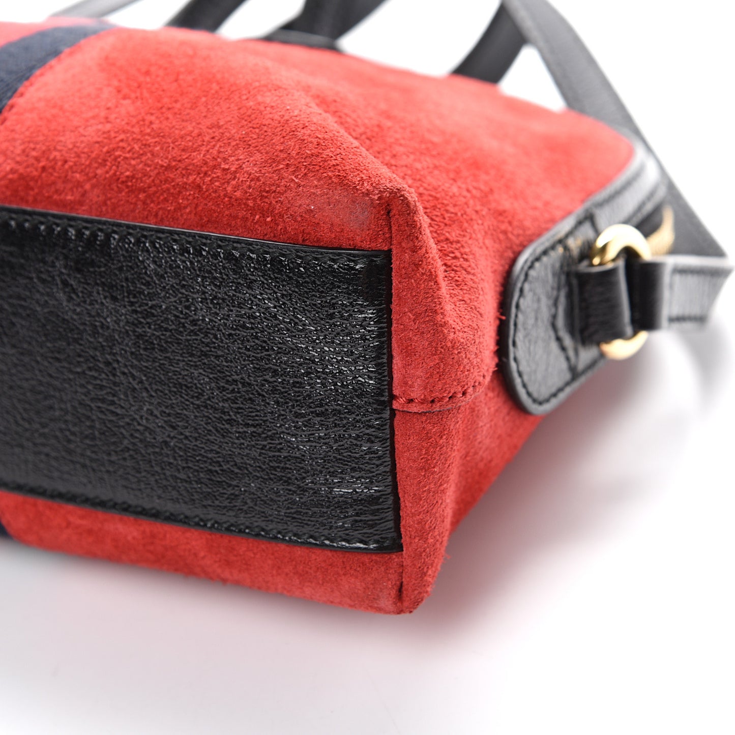 Suede Patent Web GG Small Ophidia Dome Shoulder Bag Hibiscus Red
