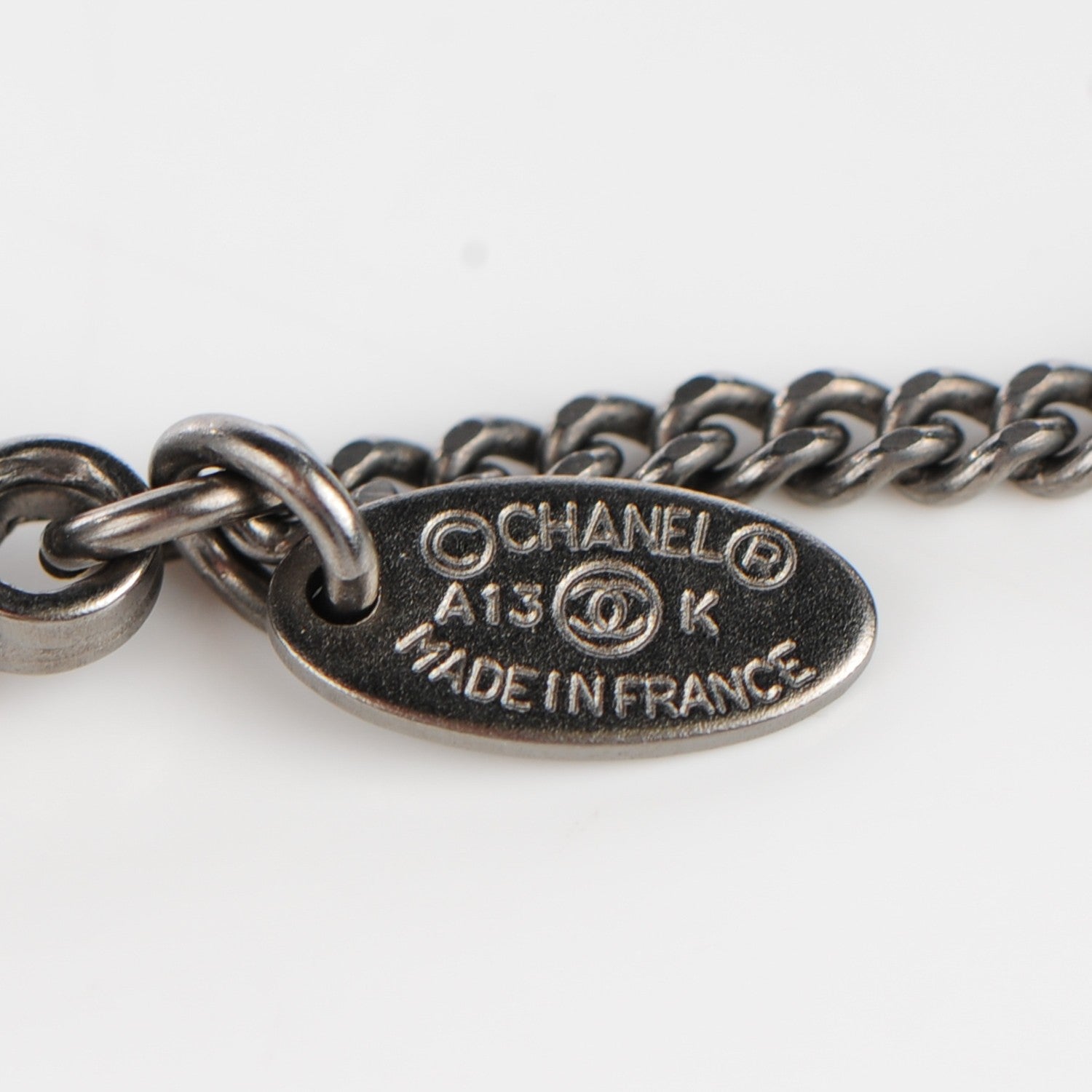 Chanel Enamel Map CC Pendant Necklace Dark Silver 4 of 5